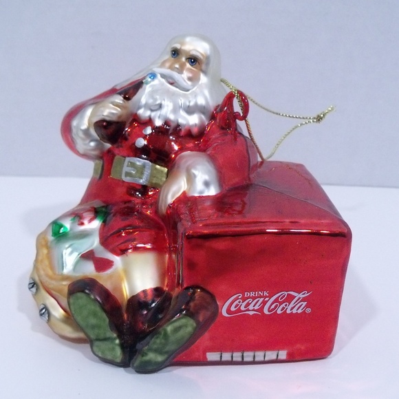 Coca Cola Holiday Cocacola Santa Glass Christmas Ornament Poshmark